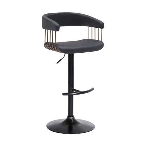 Benjara In Black And Bronze Low Back Metal Frame Bar Stool With