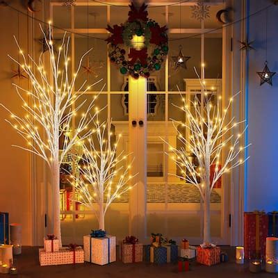 Mieres 3 Pieces Christmas Tree With Warm LED Lights, Indoor and Outdoor ...