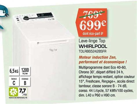 Promo Lave Linge Top Whirlpool Chez Copra Icatalogue Fr