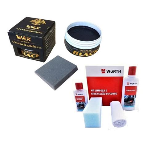 Cera Wax Color Carro Preto Kit Limpa E Hidrata Couro Wurth Shopee