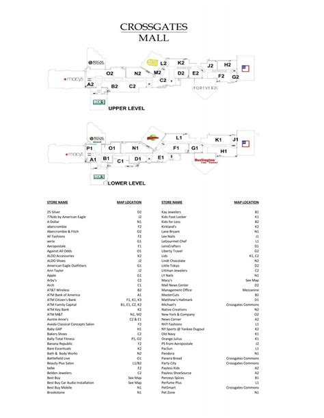 Crossgates Mall Store Map - Yetta Katerine