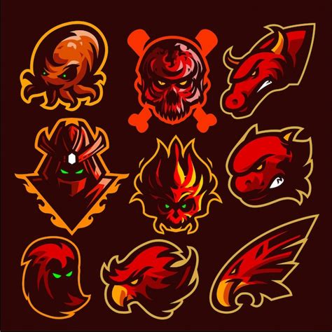 Premium Vector | 9 set mascot logo gaming vector template