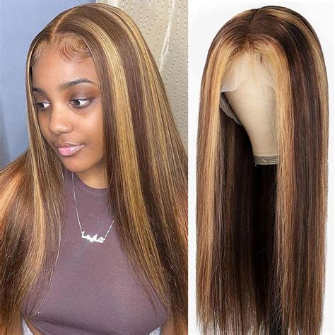 Amazon SENSAIRUITE Honey Blonde Straight Lace Front Wigs Human Hair X Density