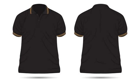 Black casual polo shirt template with orange stripes front and back ...