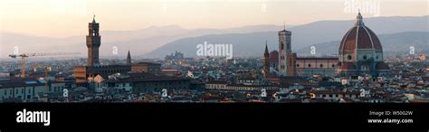 Florence From Piazzale De Michelangelo At Sunset With The Palazzo