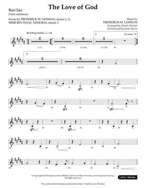 The Love Of God Choral Anthem SATB Bari Sax Sheet Music PDF Arr