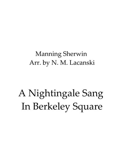 A Nightingale Sang In Berkeley Square Arr Nick M Lacanski Sheet