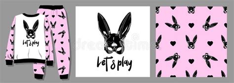 Ready Set For Clothing Design Pattern And Illustration I Love Sex Black Rabbit Textile And