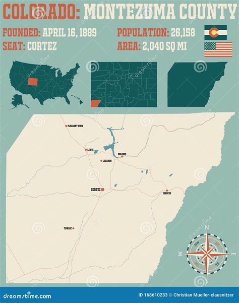 Map of Montezuma County in Colorado Stock Vector - Illustration of gray, federal: 168610233