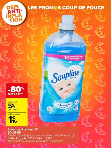 Promo Adoucissant Concentré Soupline chez Carrefour iCatalogue fr