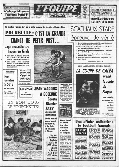 L Équipe Front Page from August 07 1963