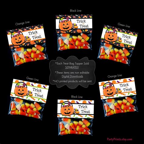 Instant Download Printable Halloween Treat Bag Toppers Etsy