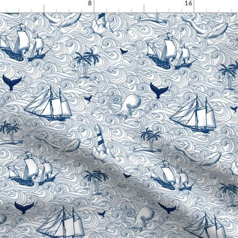 Nautical Maps Fabric 100 Cotton Fabric Fabric By The Yard Etsy