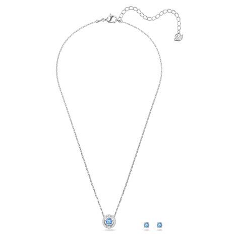 Swarovski Sparkling Dance Set Round Blue Rhodium Plated