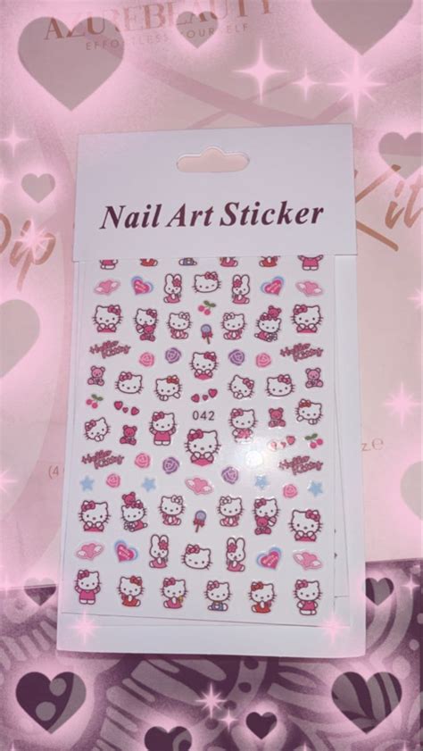 Hello kitty nail stickers | Hello kitty nails, Hello kitty nails art ...