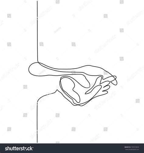 Continuous Line Drawing Hands Palms Together Royalty Free Stock