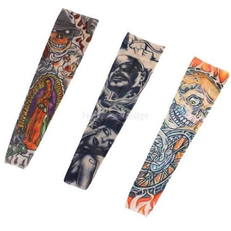 Navkar Crafts Assorted Arm Warmers Tattoo Sleeves Multi Color 3 Pair