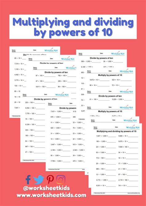 Multiplying And Dividing By Powers Of 10 Worksheets For 5th Grade Worksheets Library