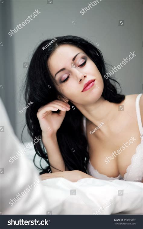 Sexy Woman White Lingerie On Bed Stock Photo 159575882 Shutterstock