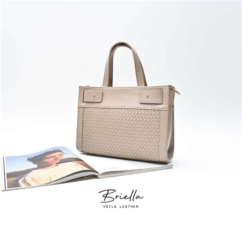 Handbag Selempang Anyam Kulit Asli Voila Briella Nude Voila Leather