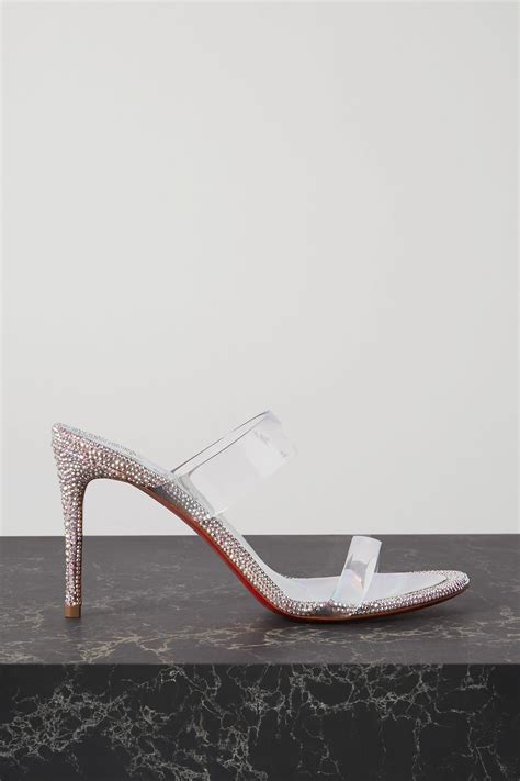 Christian Louboutin Just Strass 85 Crystal Embellished Pvc And Iridescent Leather Sandals In