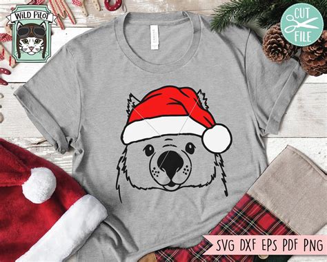 Wombat Santa Hat Svg File Wombat With Hat Svg Christmas Svg Etsy