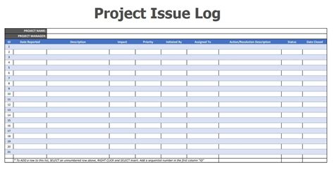 Project Issues Log Template | 7+ Free Printable Word, Excel & PDF Formats, Forms, Samples, Examples,