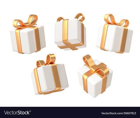 Set Realistic 3d Render White Gift Boxes Vector Image