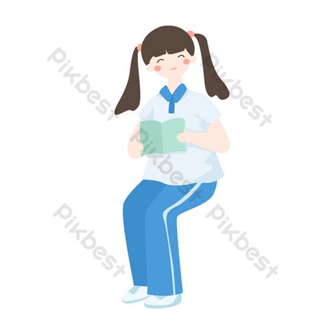 Drawing Quiet Reading Girl Free Elements PNG Images | PSD Free Download - Pikbest