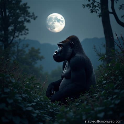 Gorilla Gazing At The Moon Stable Diffusion Online