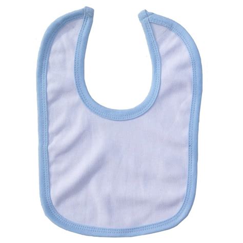 2 Ply Interlock White With Blue Trim Infant Bib 1023wb