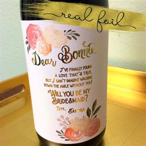 Bridesmaid Proposal Wine Bottle Label Cactus Succulents Bridesmaid