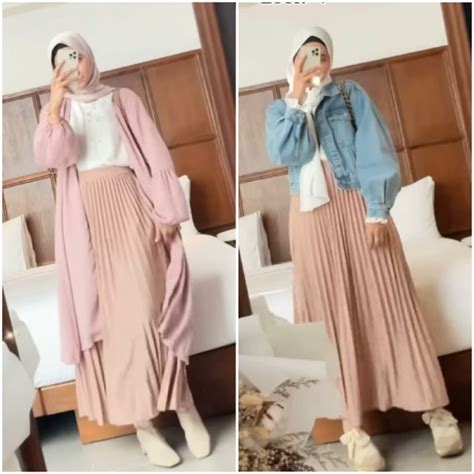 Inspirasi Mix And Match Pleated Nude Pink Skirt Dengan Berbagai Outfit Yang Mudah Ditiru