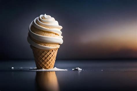 Premium Photo Melting Ice Cream In Cone