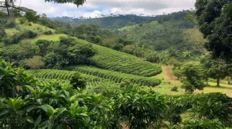 Coffee plantation. Landscape with coffee trees. Generative AI 23603693 ...