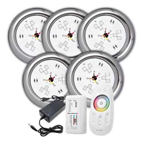 Kit Iluminação Piscina 5 Super Led 9w Inox Rgb Comando Parcelamento