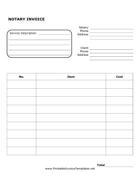 Notary Invoice Template Pdf