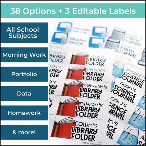 Instant Editable Binder Labels, Student Notebook Labels, and Folder ...