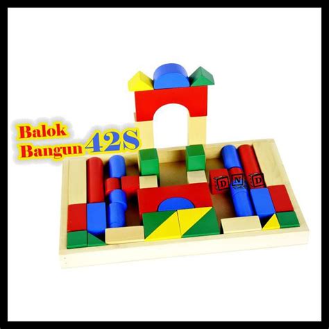 Jual Mainan Edukatif Edukasi Anak Balok Kayu Balok Bangun 42s