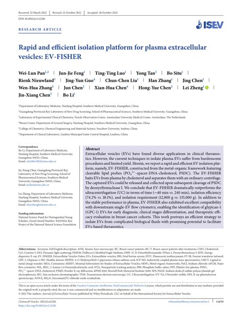 PDF Rapid And Efficient Isolation Platform For Plasma Extracellular