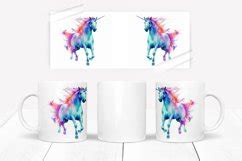 Watercolor Unicorn Sublimation Mug Wrap Unicorn Mug Pngs