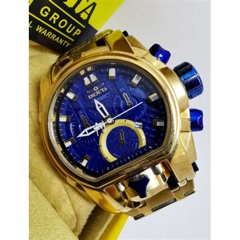 Relógio Masculino Invicta Zeus Magnum Dourado Azul pulseira de aço