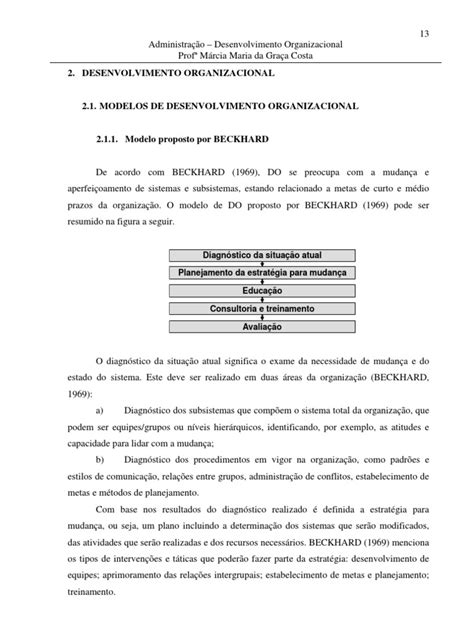 Desenvolvimento Organizacional Modelos Pdf Mudança De Gestão