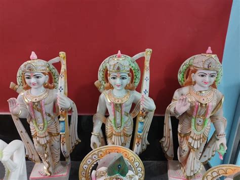 Painted Hindu White Makrana Marble Ram Darbar For Home At Rs 28000 In