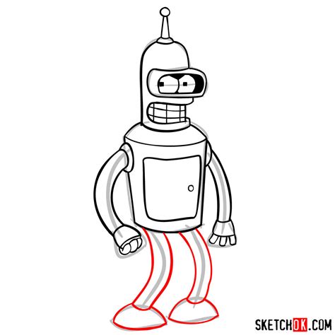 How To Draw Bender From Futurama Step By Step Sketchok