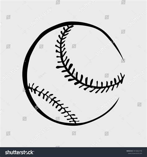 Doodle Baseball Icon On White Background Stock Vector (Royalty Free