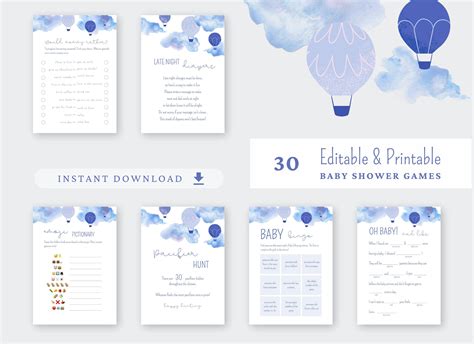 Hot Air Balloon Baby Shower Games Perfect For A Etsy Canada