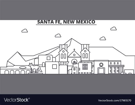 Santa fe new mexico architecture line skyline Vector Image