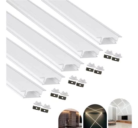 Kit Metros Perfil Alum Nio Embutir Slim P Fita Led Luz Branco V