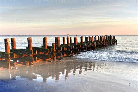 Coney Island Beach at Sunset. 16197173 Stock Photo at Vecteezy